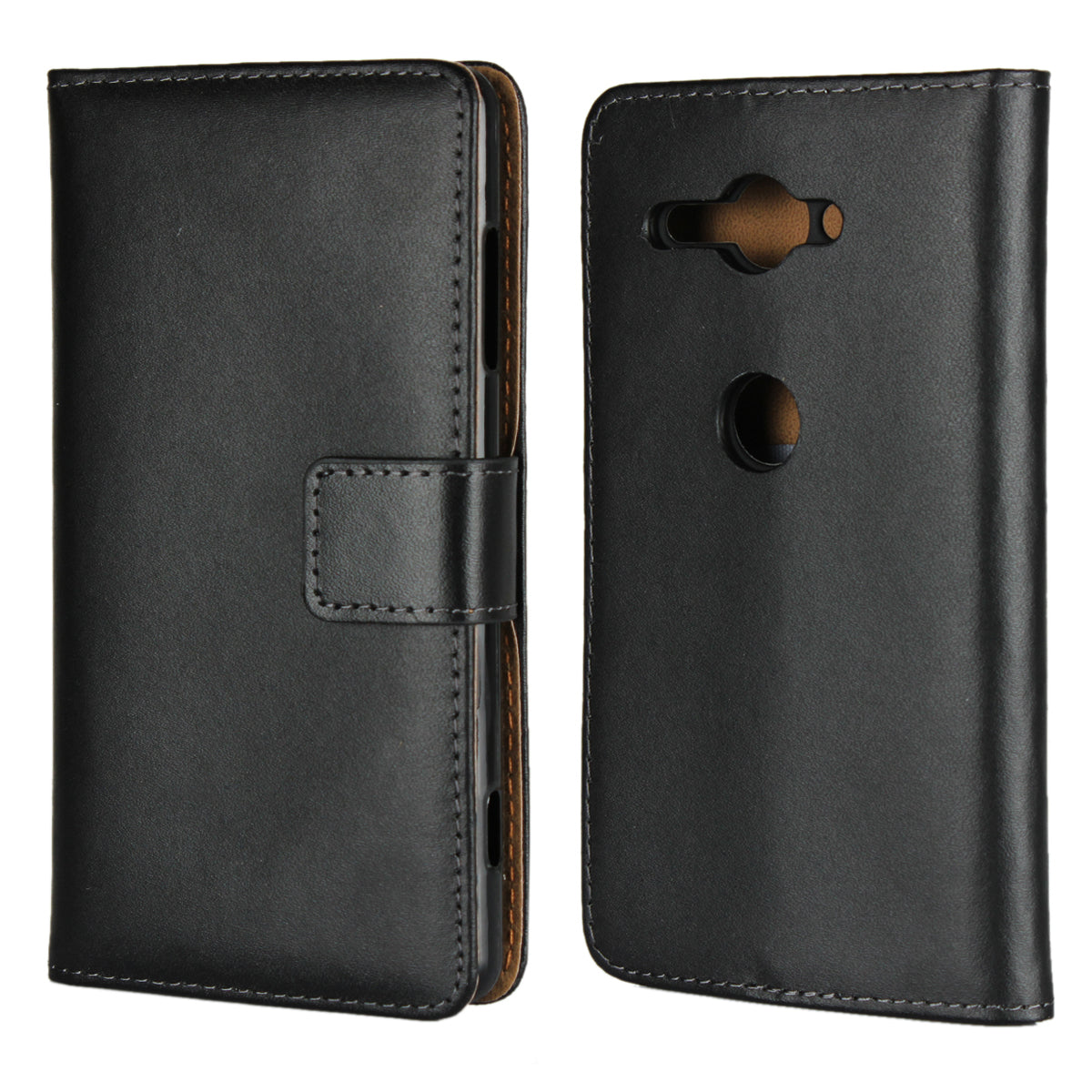 Genuine Leather Wallet Stand Phone Case for Sony Xperia XZ2 Compact