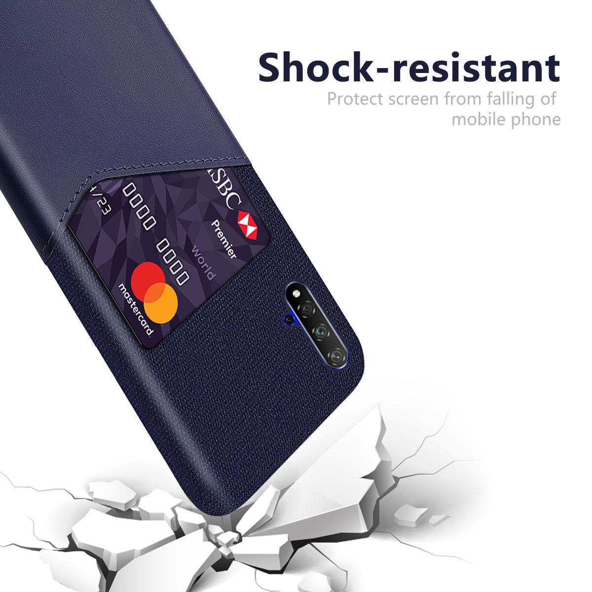 KSQ PC + PU + Cloth Hybrid Phone Back Shell Case with Card Slot for Huawei Honor 20/Honor 20S/nova 5T