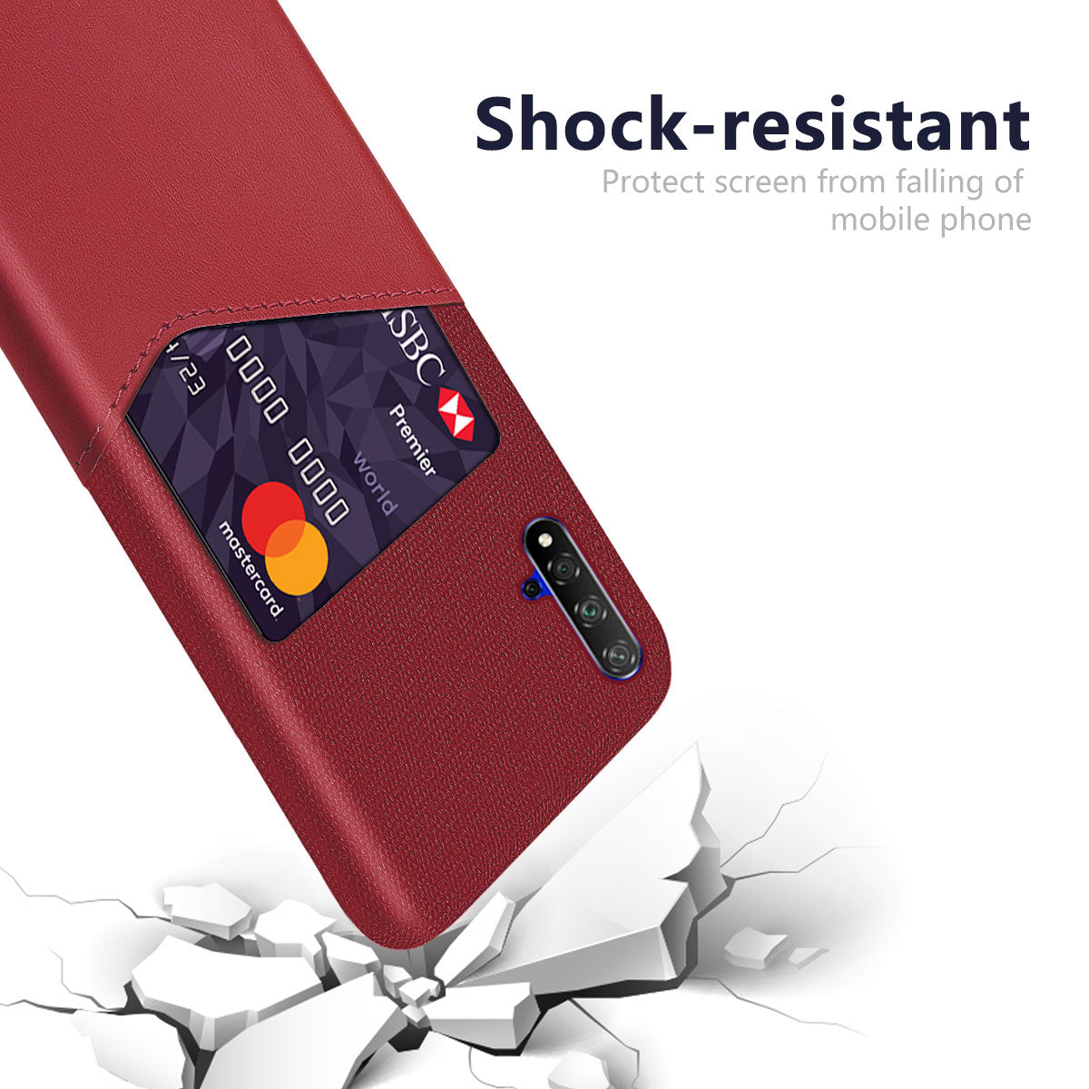 KSQ PC + PU + Cloth Hybrid Phone Back Shell Case with Card Slot for Huawei Honor 20/Honor 20S/nova 5T