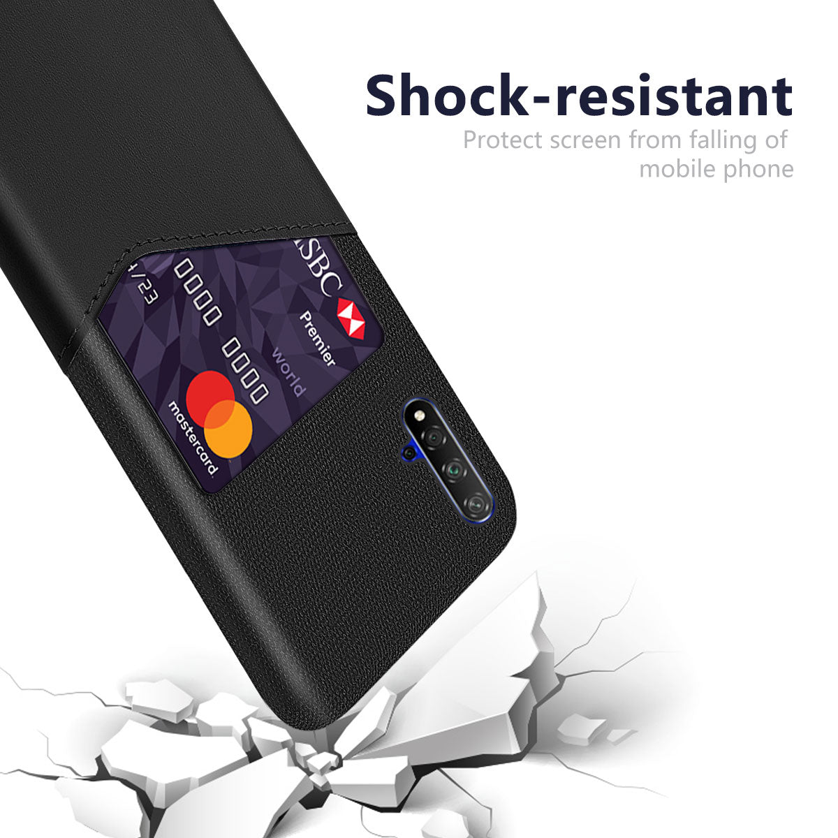 KSQ PC + PU + Cloth Hybrid Phone Back Shell Case with Card Slot for Huawei Honor 20/Honor 20S/nova 5T
