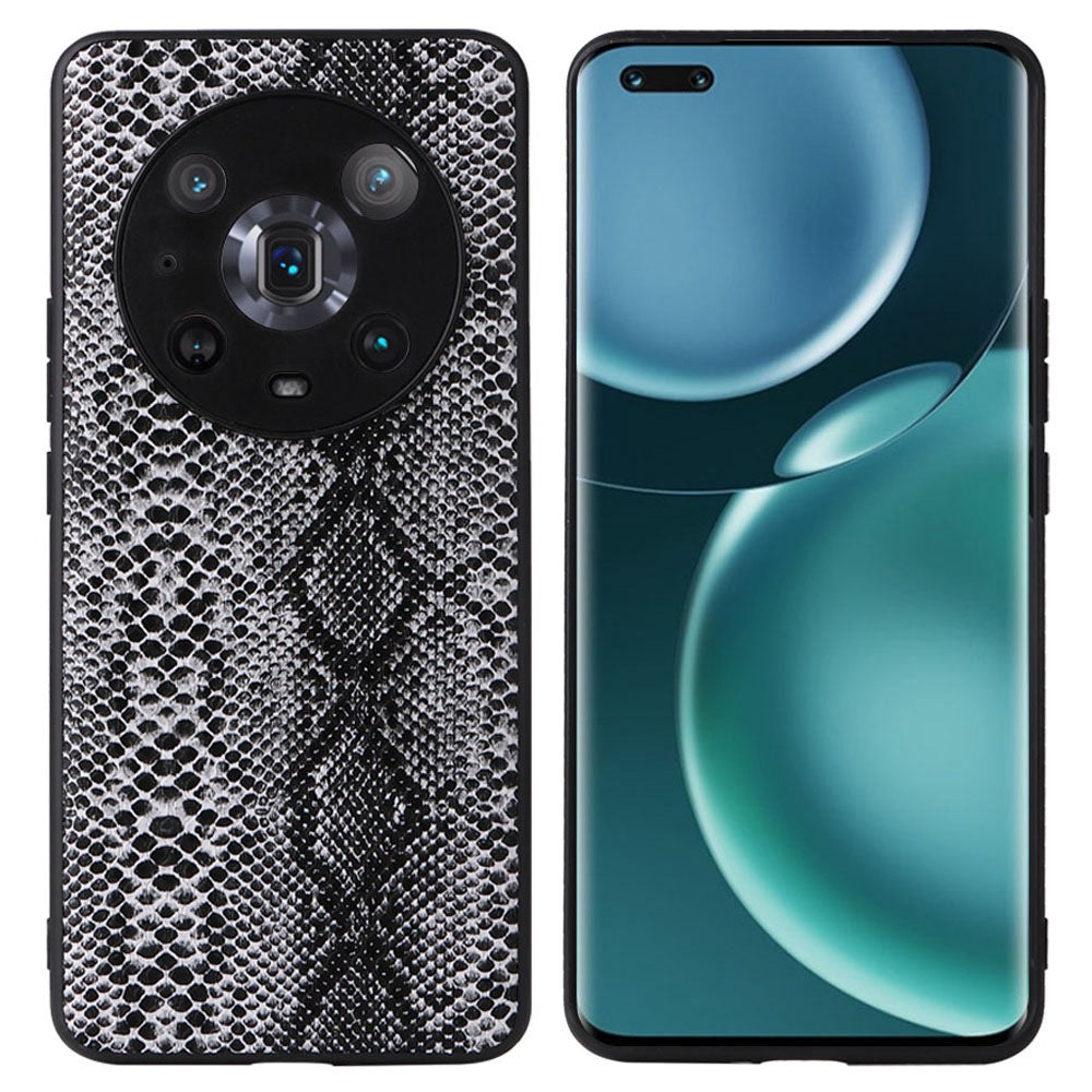 For Honor Magic4 Pro Anti-scratch Phone Case Textured PU Leather Coated TPU +PC Hybrid Protective Cover