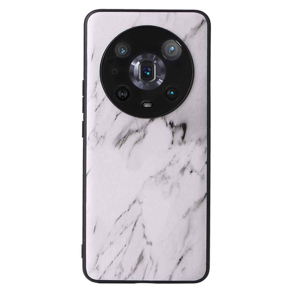 For Honor Magic4 Pro Anti-scratch Phone Case Textured PU Leather Coated TPU +PC Hybrid Protective Cover