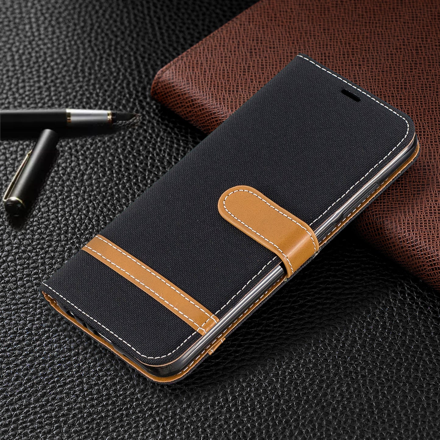 Assorted Color Jeans Cloth Leather Wallet Shell for Xiaomi Redmi Note 8