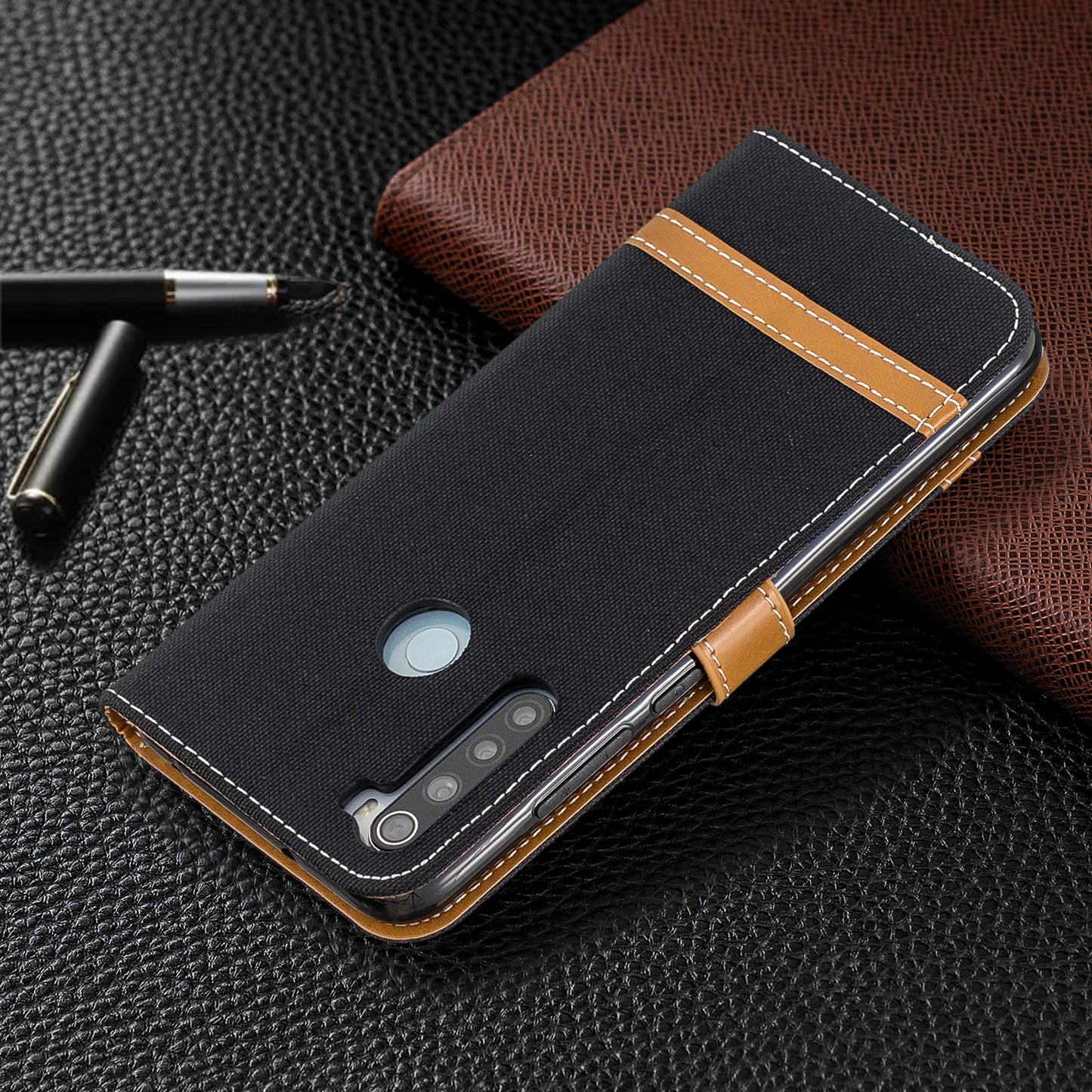Assorted Color Jeans Cloth Leather Wallet Shell for Xiaomi Redmi Note 8
