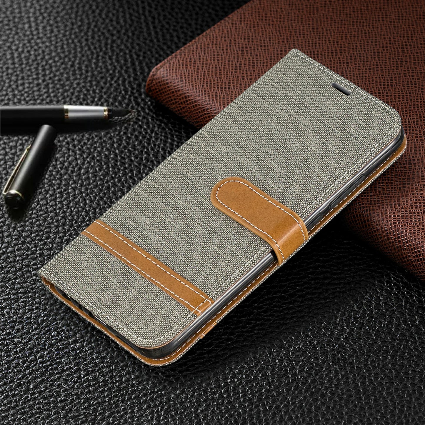 Assorted Color Jeans Cloth Leather Wallet Shell for Xiaomi Redmi Note 8