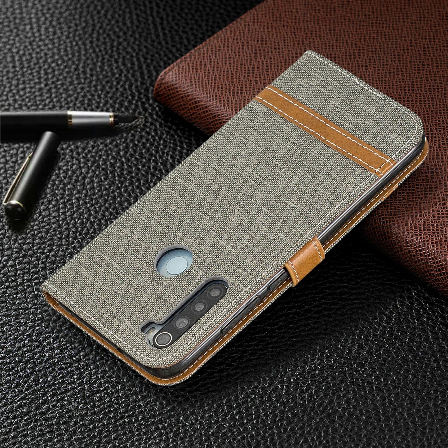 Assorted Color Jeans Cloth Leather Wallet Shell for Xiaomi Redmi Note 8