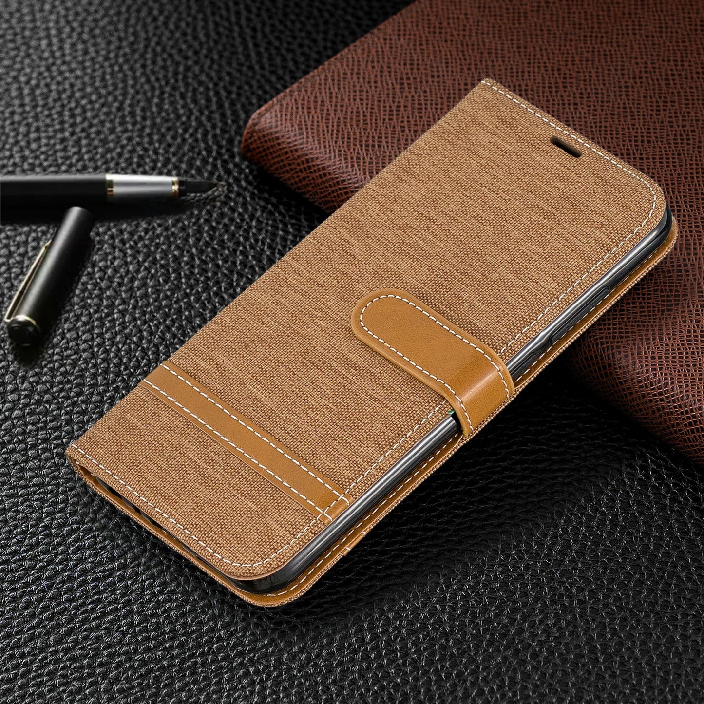 Assorted Color Jeans Cloth Leather Wallet Shell for Xiaomi Redmi Note 8