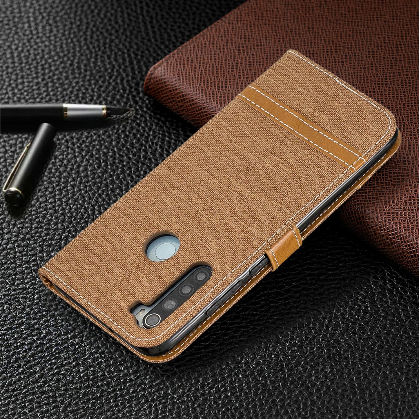 Assorted Color Jeans Cloth Leather Wallet Shell for Xiaomi Redmi Note 8