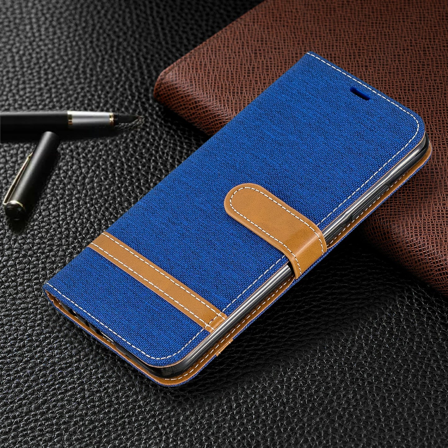 Assorted Color Jeans Cloth Leather Wallet Shell for Xiaomi Redmi Note 8