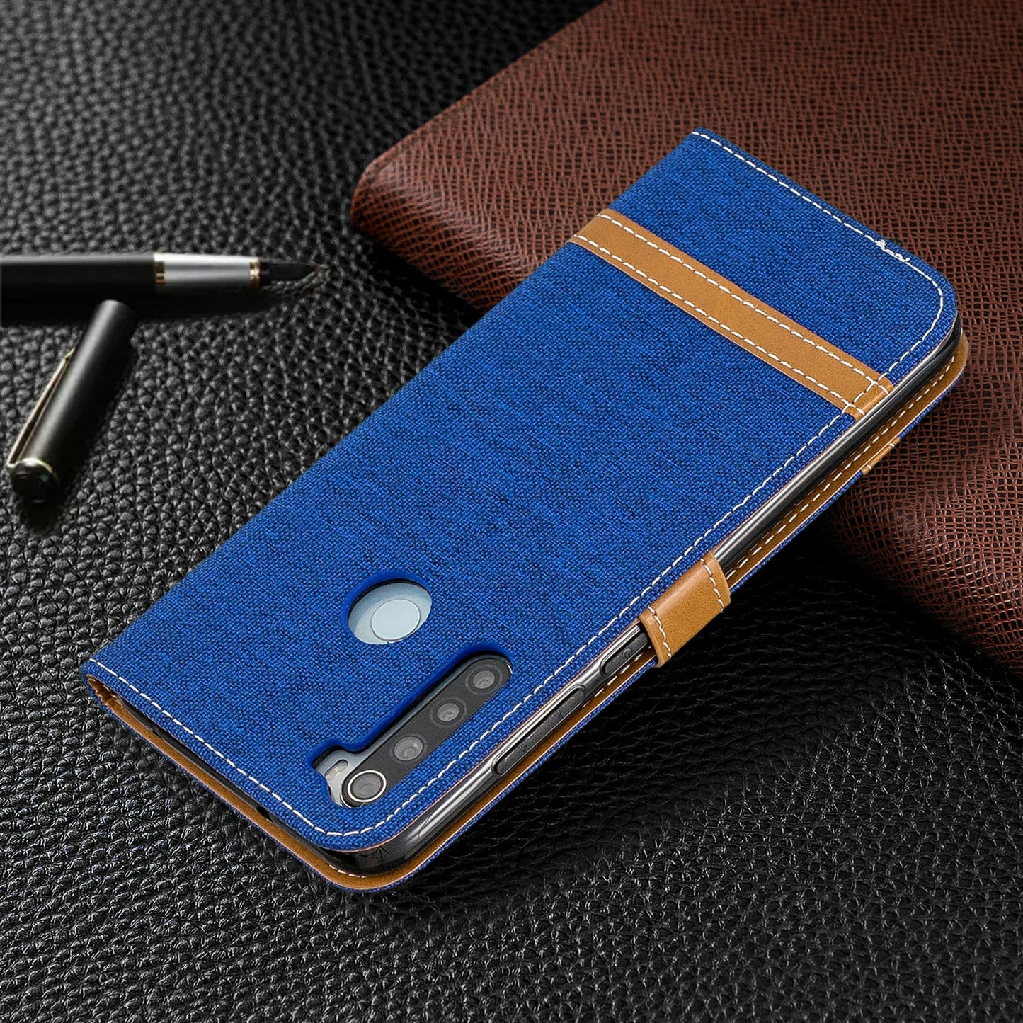 Assorted Color Jeans Cloth Leather Wallet Shell for Xiaomi Redmi Note 8
