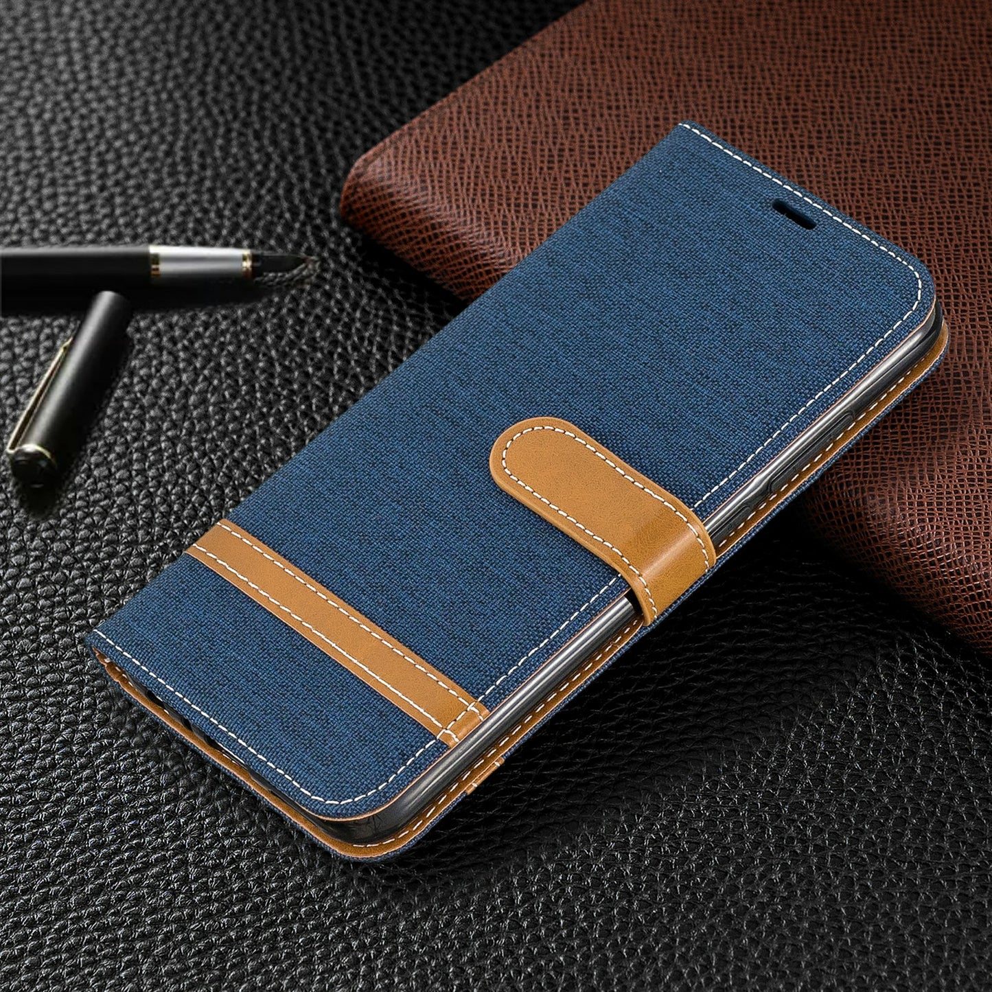 Assorted Color Jeans Cloth Leather Wallet Shell for Xiaomi Redmi Note 8