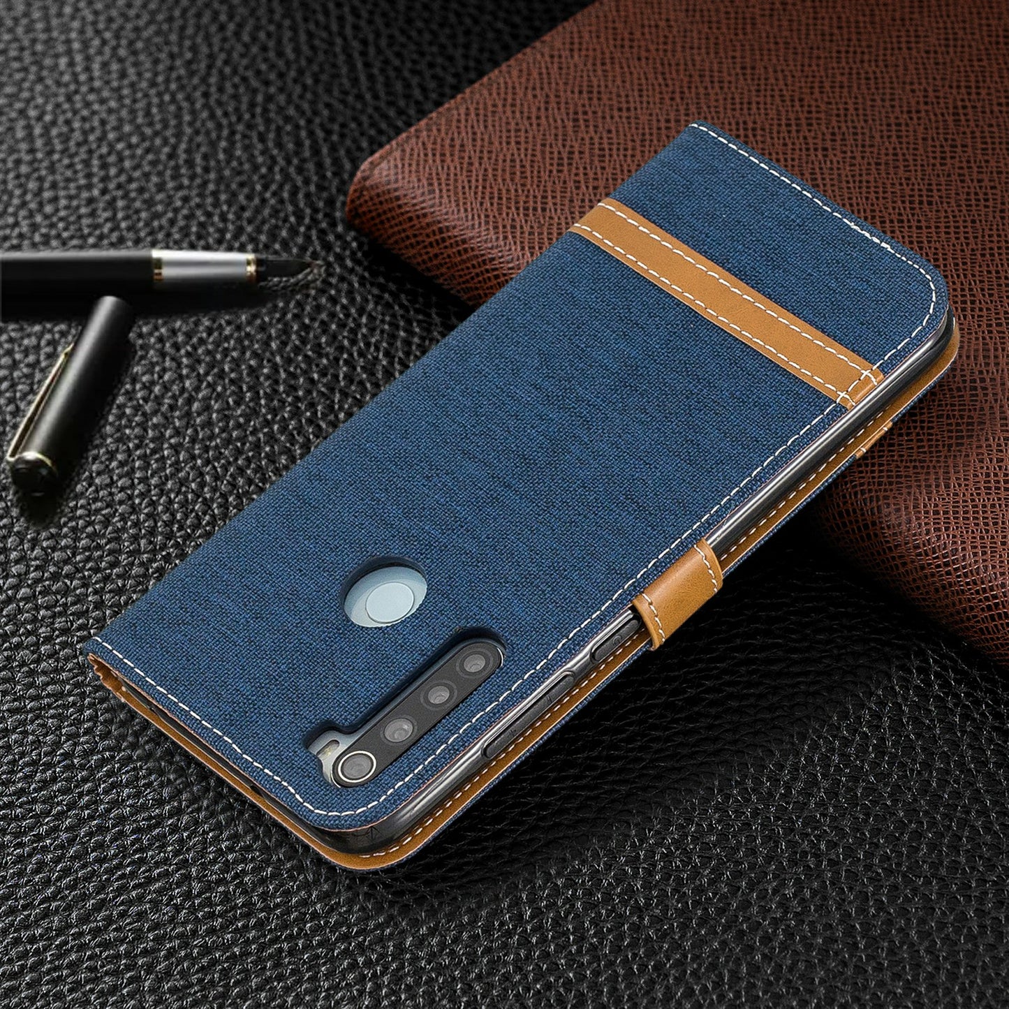 Assorted Color Jeans Cloth Leather Wallet Shell for Xiaomi Redmi Note 8