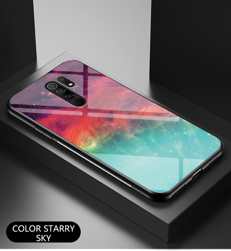 Starry Sky Tempered Glass + PC + TPU Combo Case Shell for Xiaomi Redmi 9