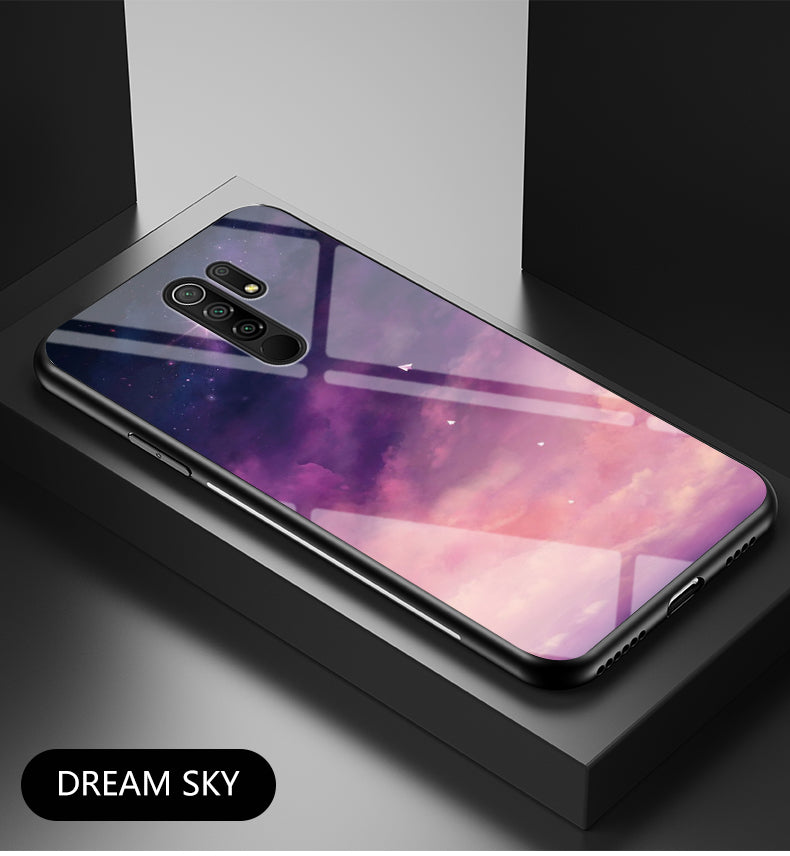 Starry Sky Tempered Glass + PC + TPU Combo Case Shell for Xiaomi Redmi 9