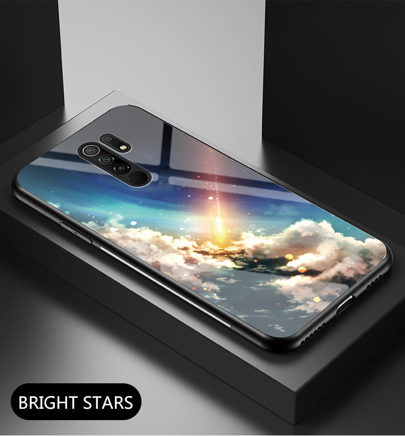 Starry Sky Tempered Glass + PC + TPU Combo Case Shell for Xiaomi Redmi 9