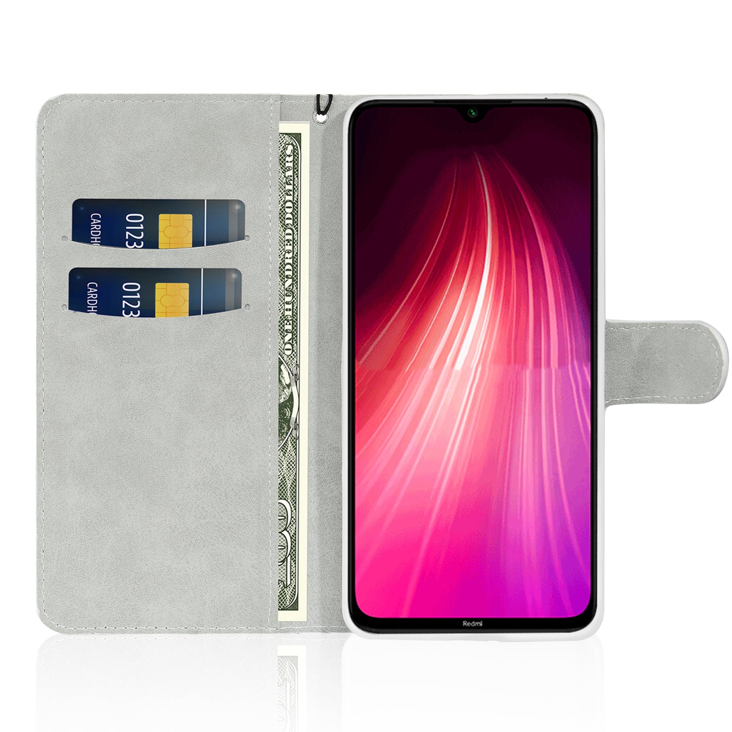 Phone Cover Glittery Powder Splicing Wallet Stand Leather Case for Xiaomi Redmi Note 8 Pro