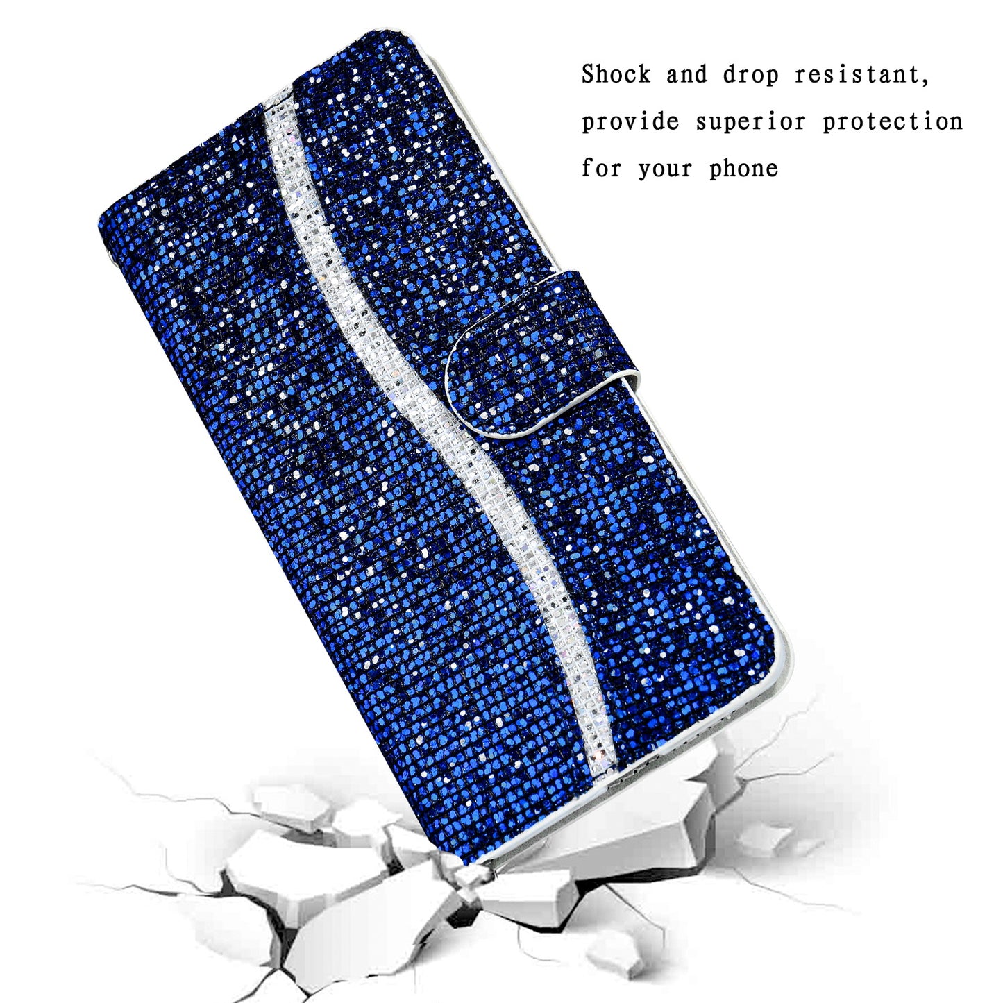 Phone Cover Glittery Powder Splicing Wallet Stand Leather Case for Xiaomi Redmi Note 8 Pro