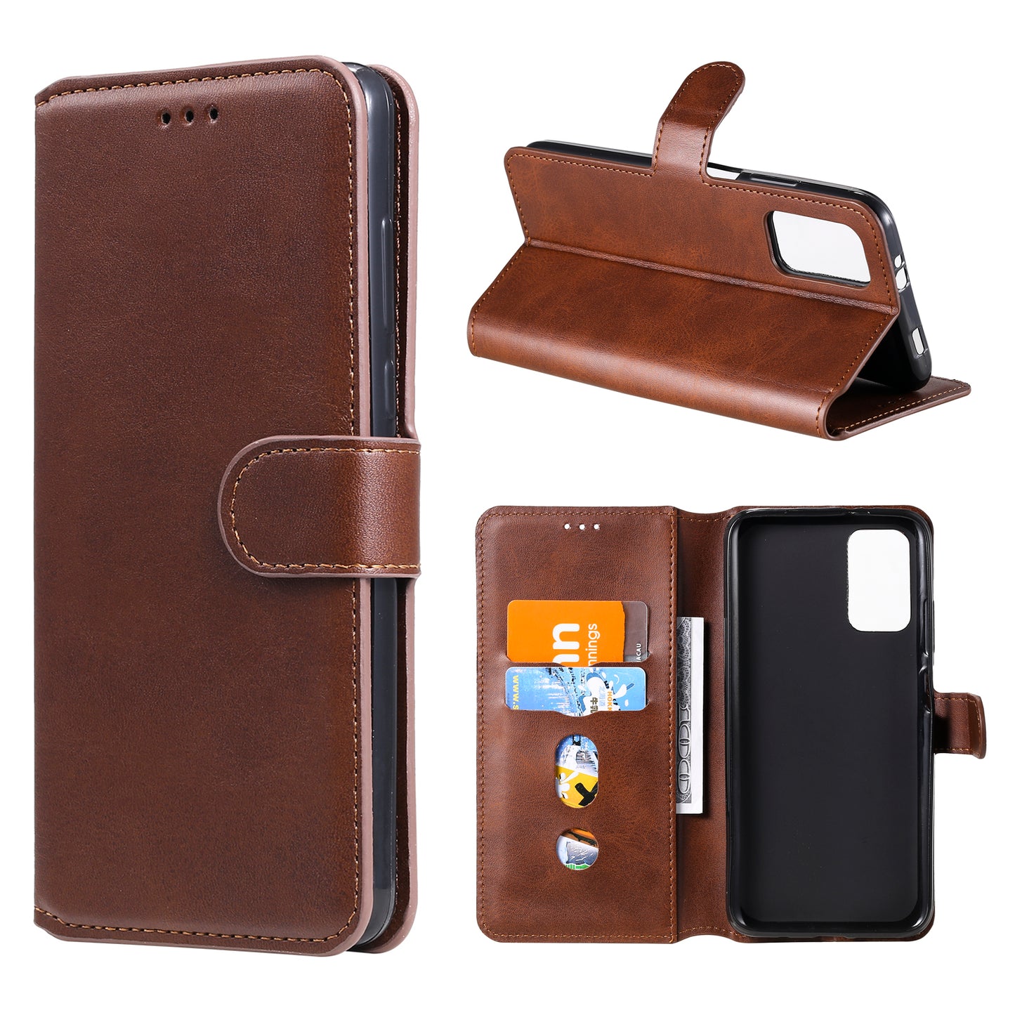 Classic Wallet Stand Flip Leather Phone Case for Xiaomi Poco M3 / Redmi Note 9 4G (Qualcomm Snapdragon 662) / Redmi 9T / Redmi 9 Power