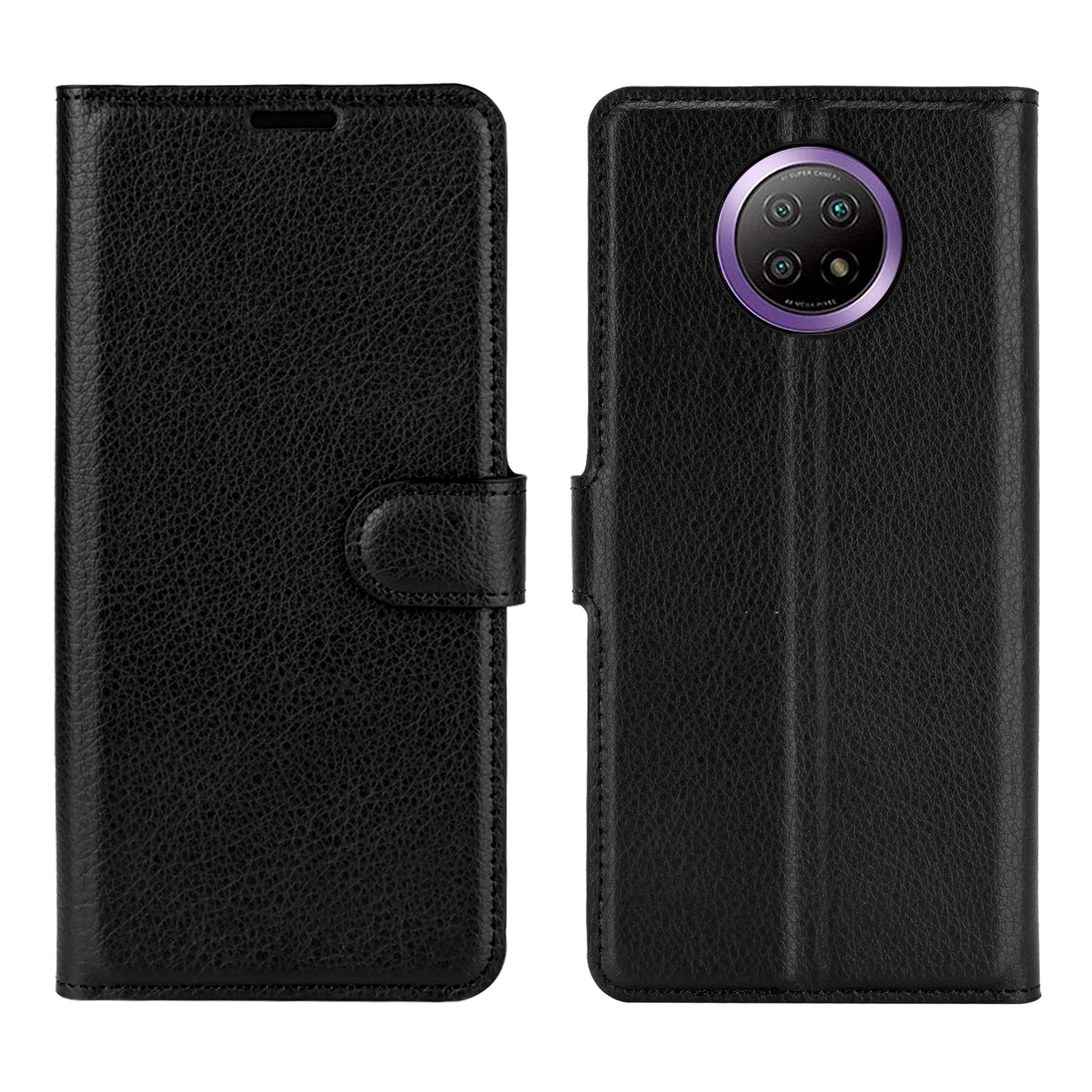 Wallet Design Folio Flip Litchi Texture Leather Phone Case with Stand for Xiaomi Redmi Note 9 5G/Note 9T 5G