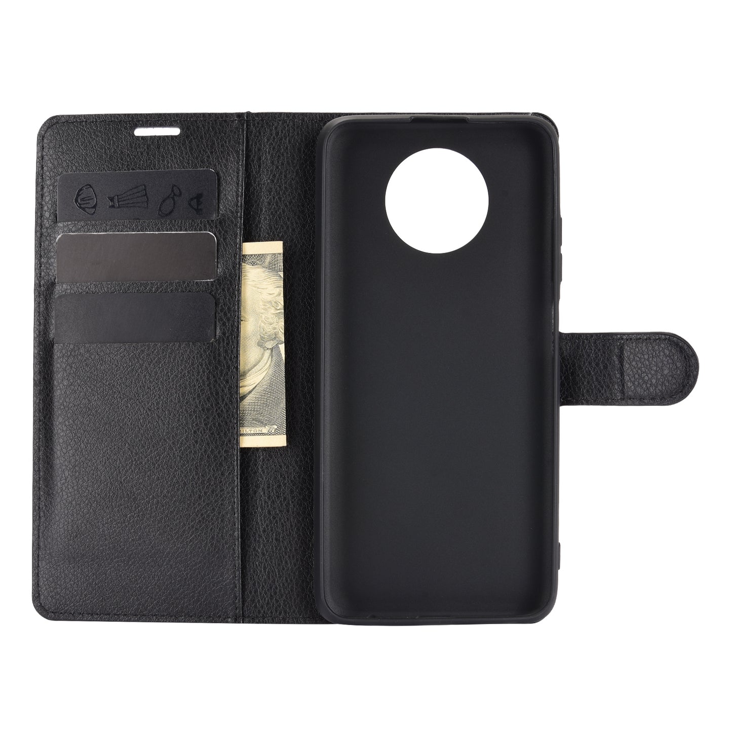Wallet Design Folio Flip Litchi Texture Leather Phone Case with Stand for Xiaomi Redmi Note 9 5G/Note 9T 5G