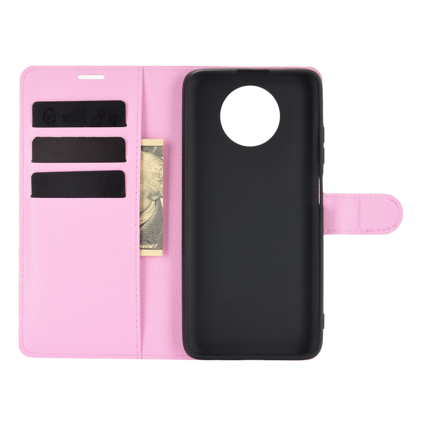 Wallet Design Folio Flip Litchi Texture Leather Phone Case with Stand for Xiaomi Redmi Note 9 5G/Note 9T 5G