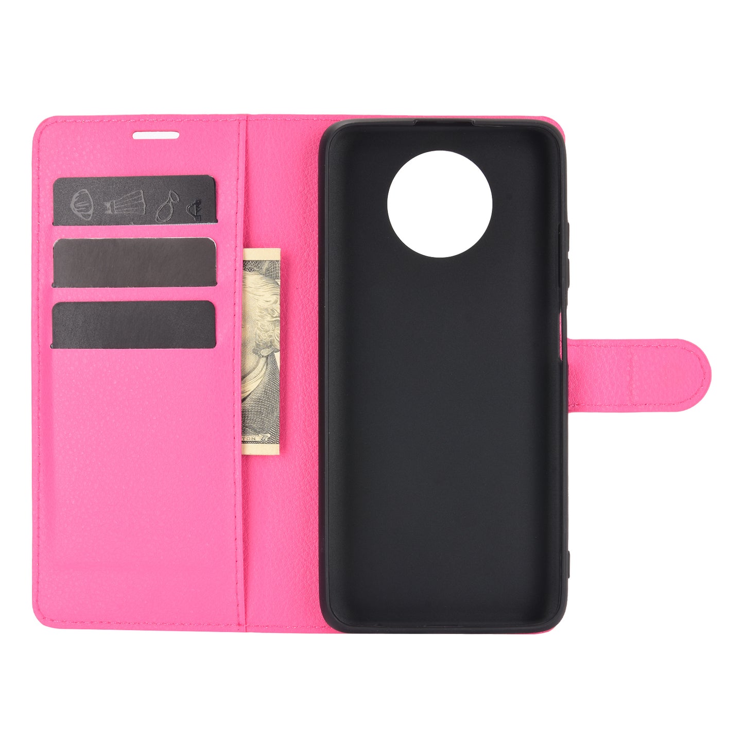 Wallet Design Folio Flip Litchi Texture Leather Phone Case with Stand for Xiaomi Redmi Note 9 5G/Note 9T 5G