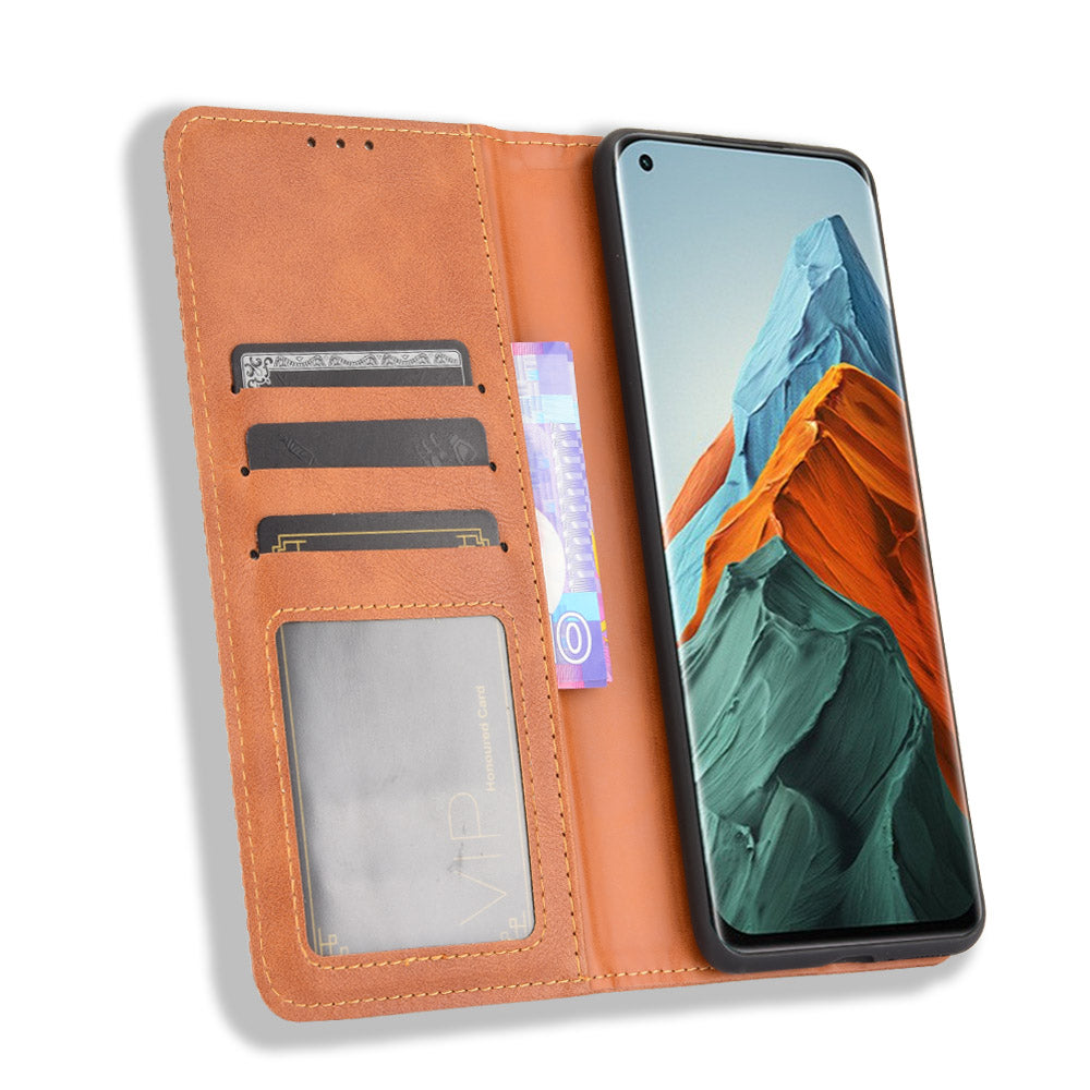 Vintage Style Phone Case Wallet Stand Magnetic Closure Leather Cover for Xiaomi Mi 11 Pro