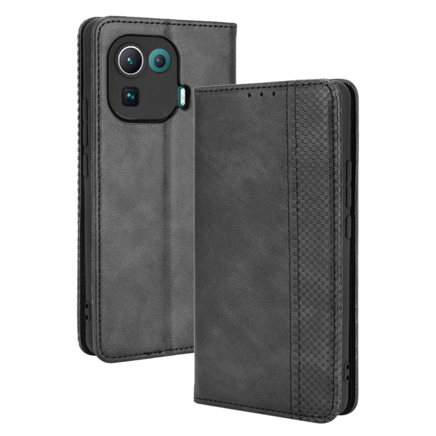 Vintage Style Phone Case Wallet Stand Magnetic Closure Leather Cover for Xiaomi Mi 11 Pro