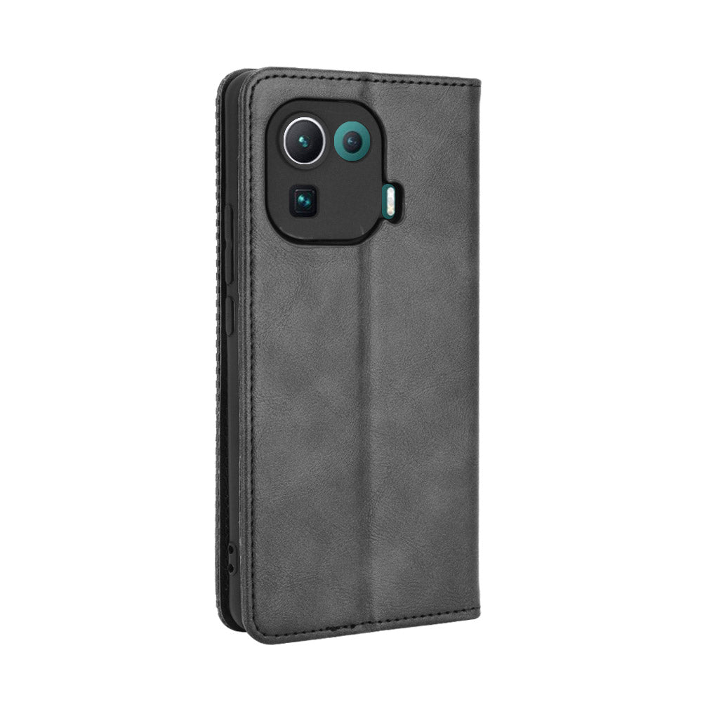 Vintage Style Phone Case Wallet Stand Magnetic Closure Leather Cover for Xiaomi Mi 11 Pro
