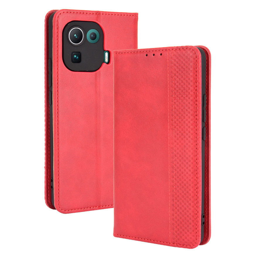 Vintage Style Phone Case Wallet Stand Magnetic Closure Leather Cover for Xiaomi Mi 11 Pro