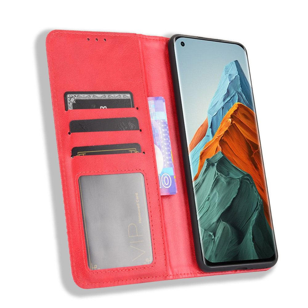 Vintage Style Phone Case Wallet Stand Magnetic Closure Leather Cover for Xiaomi Mi 11 Pro