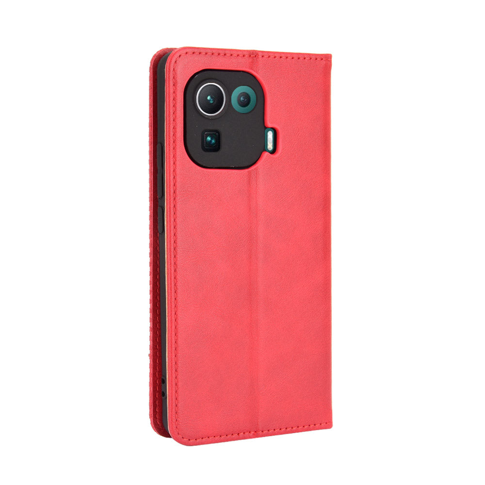 Vintage Style Phone Case Wallet Stand Magnetic Closure Leather Cover for Xiaomi Mi 11 Pro