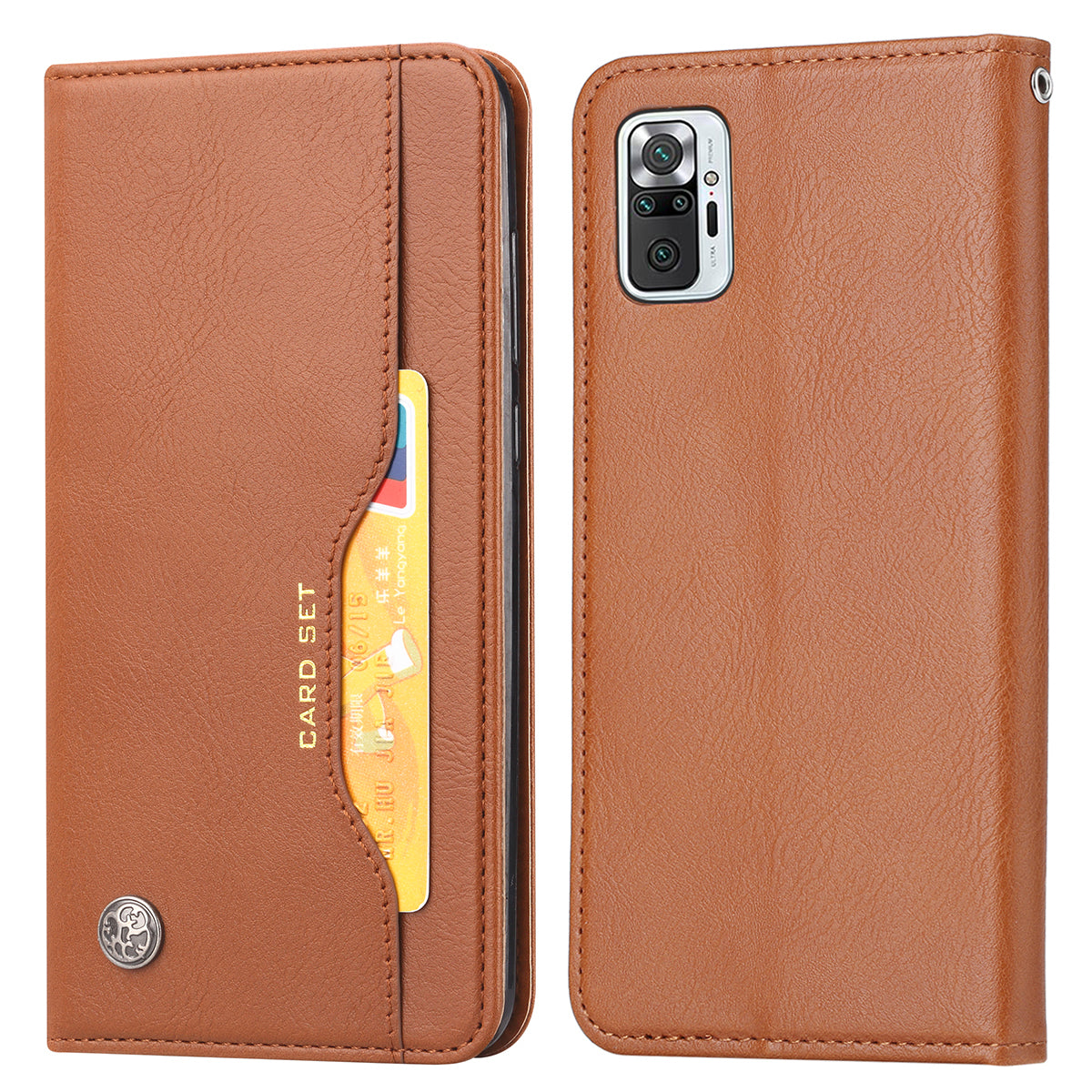 Wallet Stand Auto-absorbed Leather Protector Phone Cover for Xiaomi Redmi Note 10 4G / Redmi Note 10S / Poco M5s 4G
