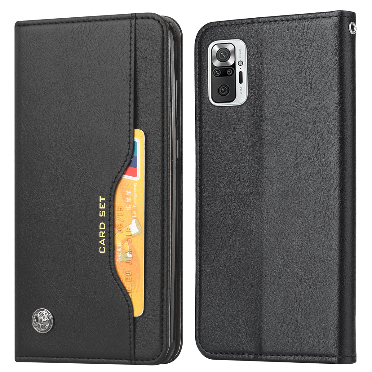 Wallet Stand Auto-absorbed Leather Protector Phone Cover for Xiaomi Redmi Note 10 4G / Redmi Note 10S / Poco M5s 4G