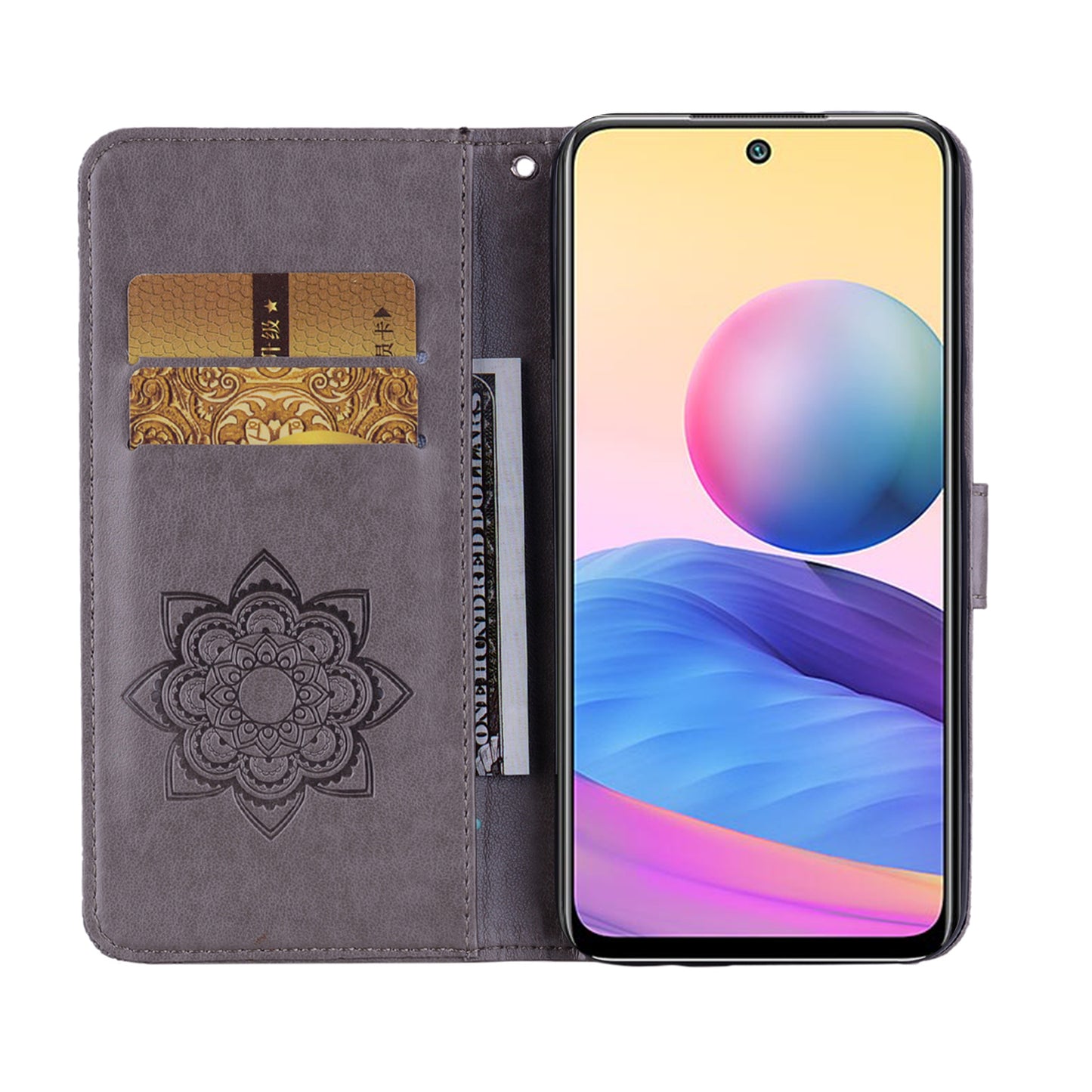 Owl Imprint Rhinestone Decor Leather Phone Cover for Xiaomi Redmi Note 10 5G/Poco M3 Pro 5G/4G