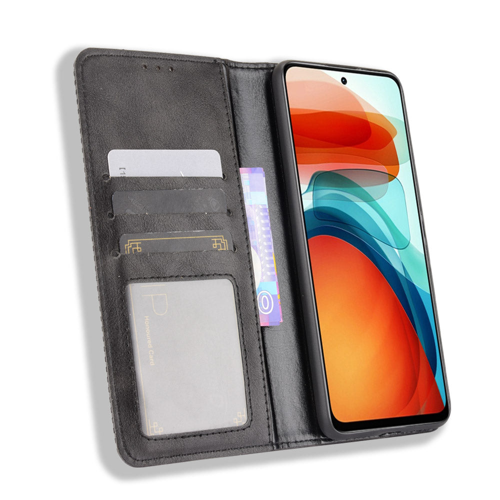 Magnetic Auto-absorbed Retro Style Wallet Stand Design Phone Case Shell for Xiaomi Redmi Note 10 Pro 5G (China) / Xiaomi Poco X3 GT