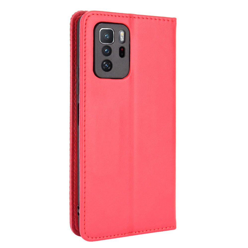 Magnetic Auto-absorbed Retro Style Wallet Stand Design Phone Case Shell for Xiaomi Redmi Note 10 Pro 5G (China) / Xiaomi Poco X3 GT