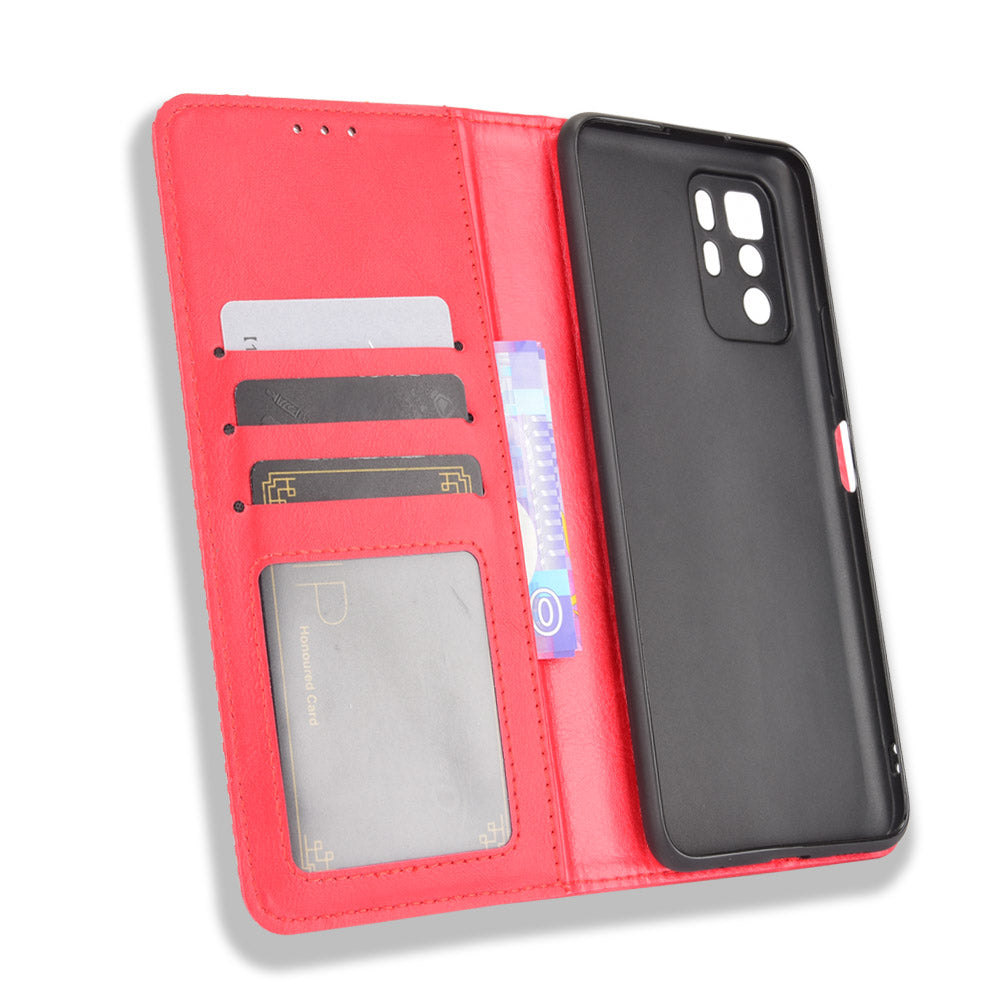 Magnetic Auto-absorbed Retro Style Wallet Stand Design Phone Case Shell for Xiaomi Redmi Note 10 Pro 5G (China) / Xiaomi Poco X3 GT