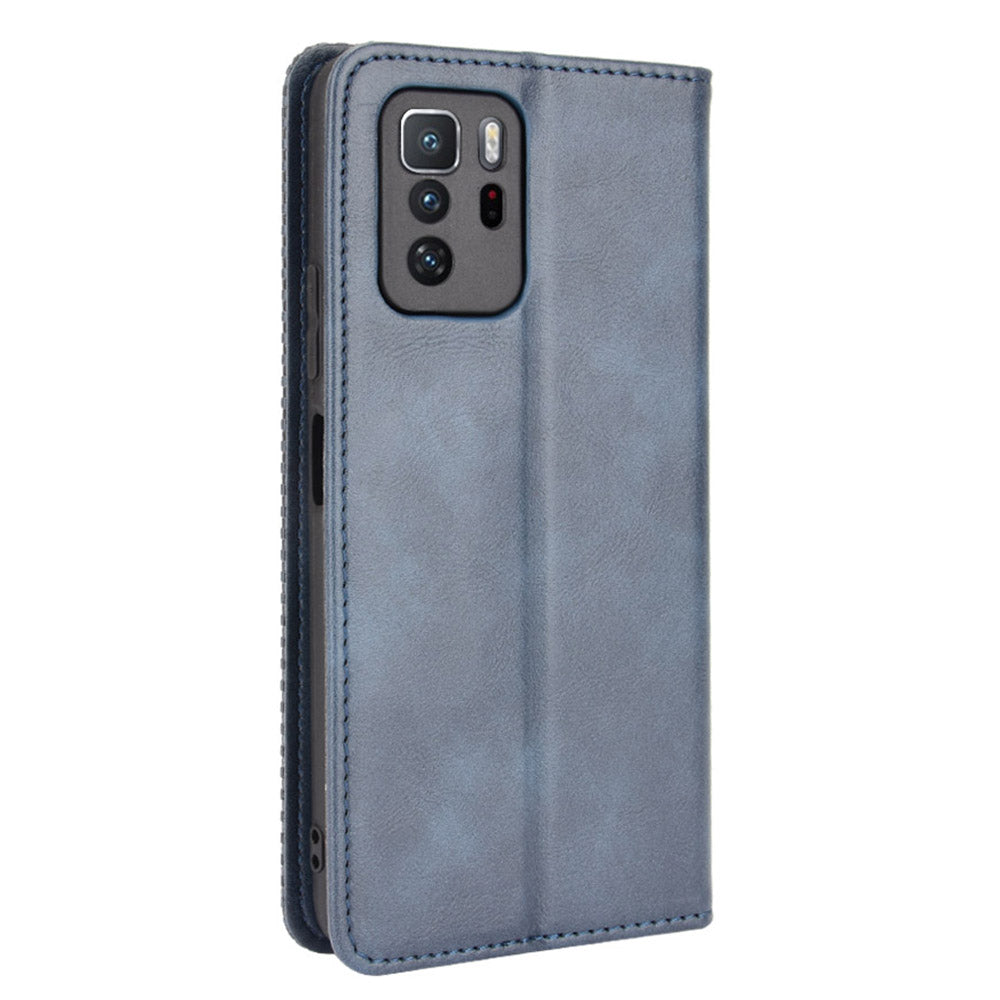 Magnetic Auto-absorbed Retro Style Wallet Stand Design Phone Case Shell for Xiaomi Redmi Note 10 Pro 5G (China) / Xiaomi Poco X3 GT
