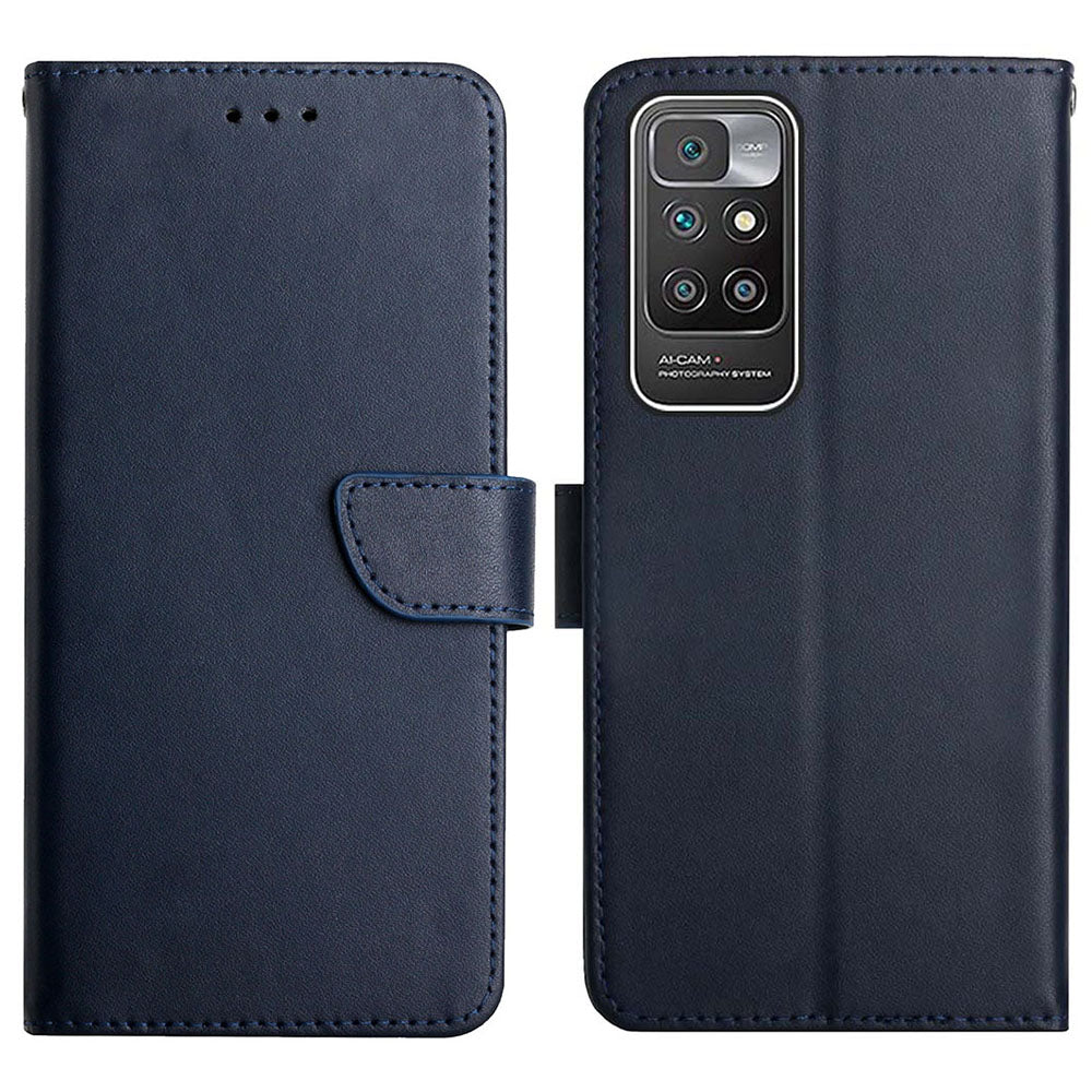 Nappa Texture Genuine Leather Drop-resistant Phone Stand Shell Wallet Case for Xiaomi Redmi Note 11 4G (MediaTek)/10 4G (2021)/10 2022 4G/10 Prime
