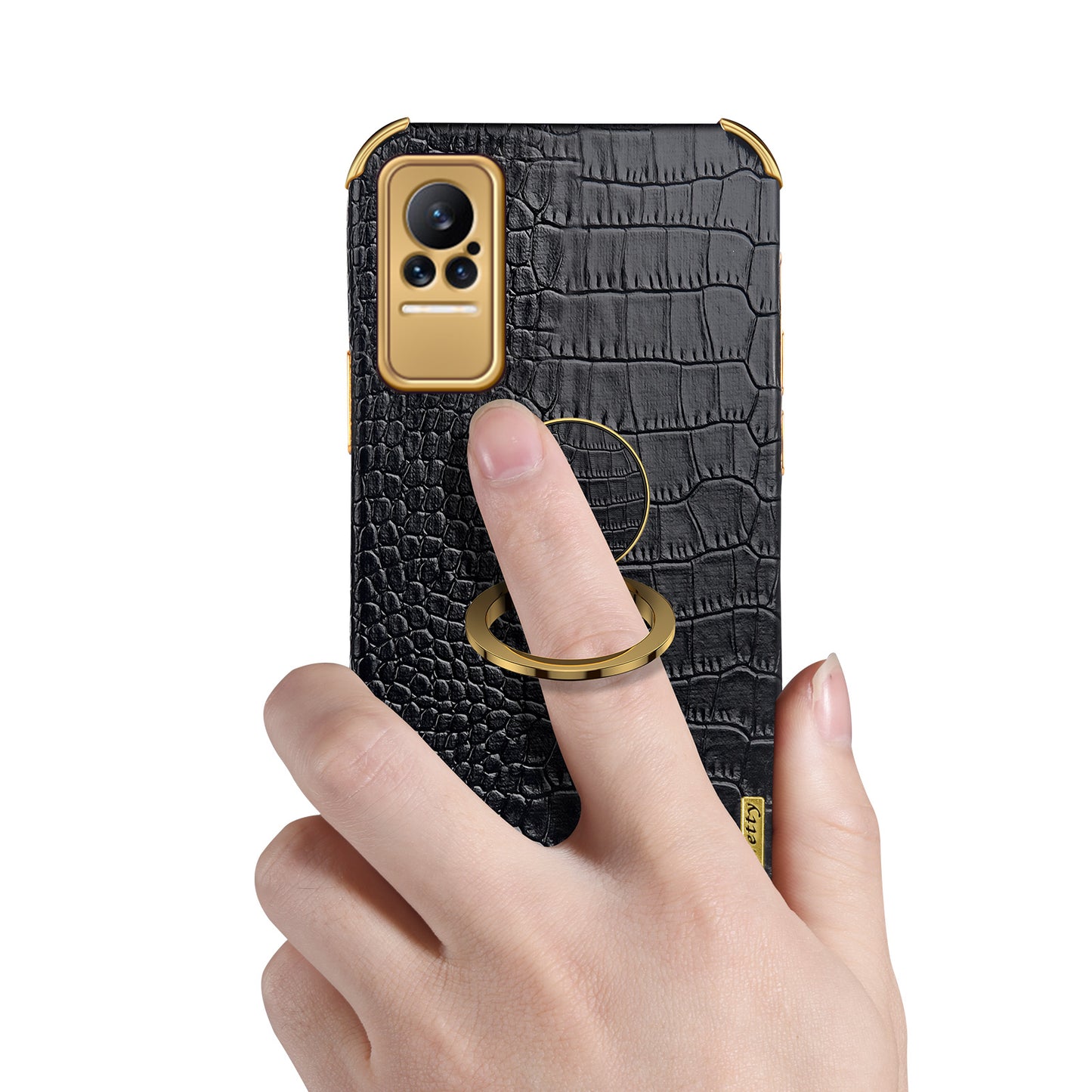 For Xiaomi Civi Smartphone Case Kickstand Electroplating Finger Ring Holder PU Leather Coated TPU Phone Back Shell