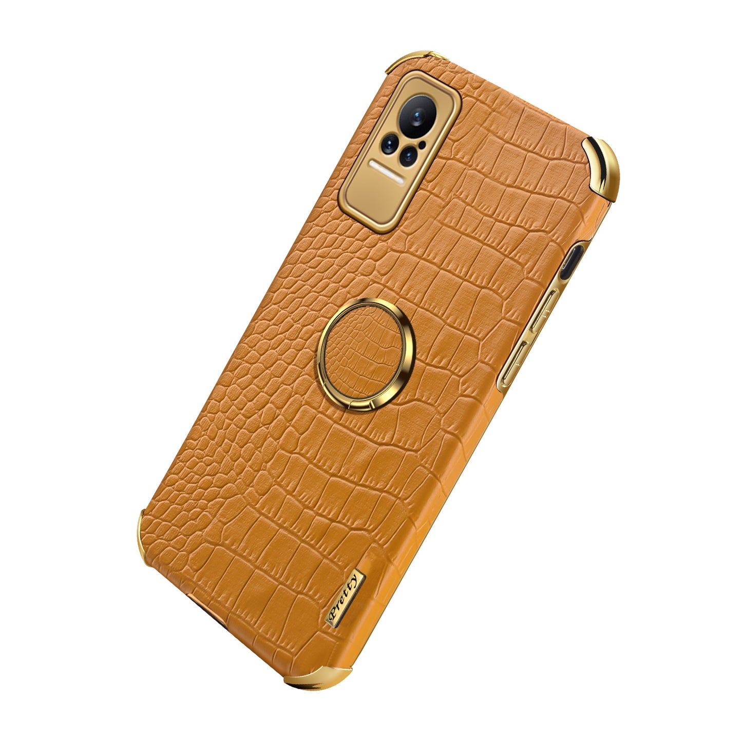 For Xiaomi Civi Smartphone Case Kickstand Electroplating Finger Ring Holder PU Leather Coated TPU Phone Back Shell