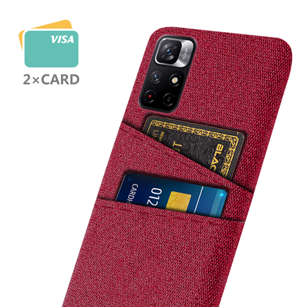 For Xiaomi Redmi Note 11 5G (China) (MediaTek)/Redmi Note 11T 5G/Redmi Note 11S 5G Cloth Texture Multifunction Dual Card Slots Cell Phone Case Cloth + PC Phone Back Cover