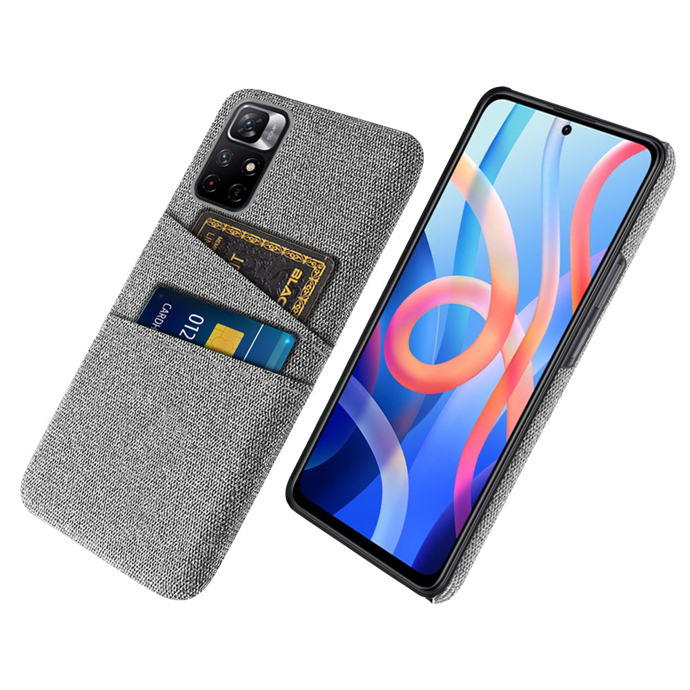For Xiaomi Redmi Note 11 5G (China) (MediaTek)/Redmi Note 11T 5G/Redmi Note 11S 5G Cloth Texture Multifunction Dual Card Slots Cell Phone Case Cloth + PC Phone Back Cover