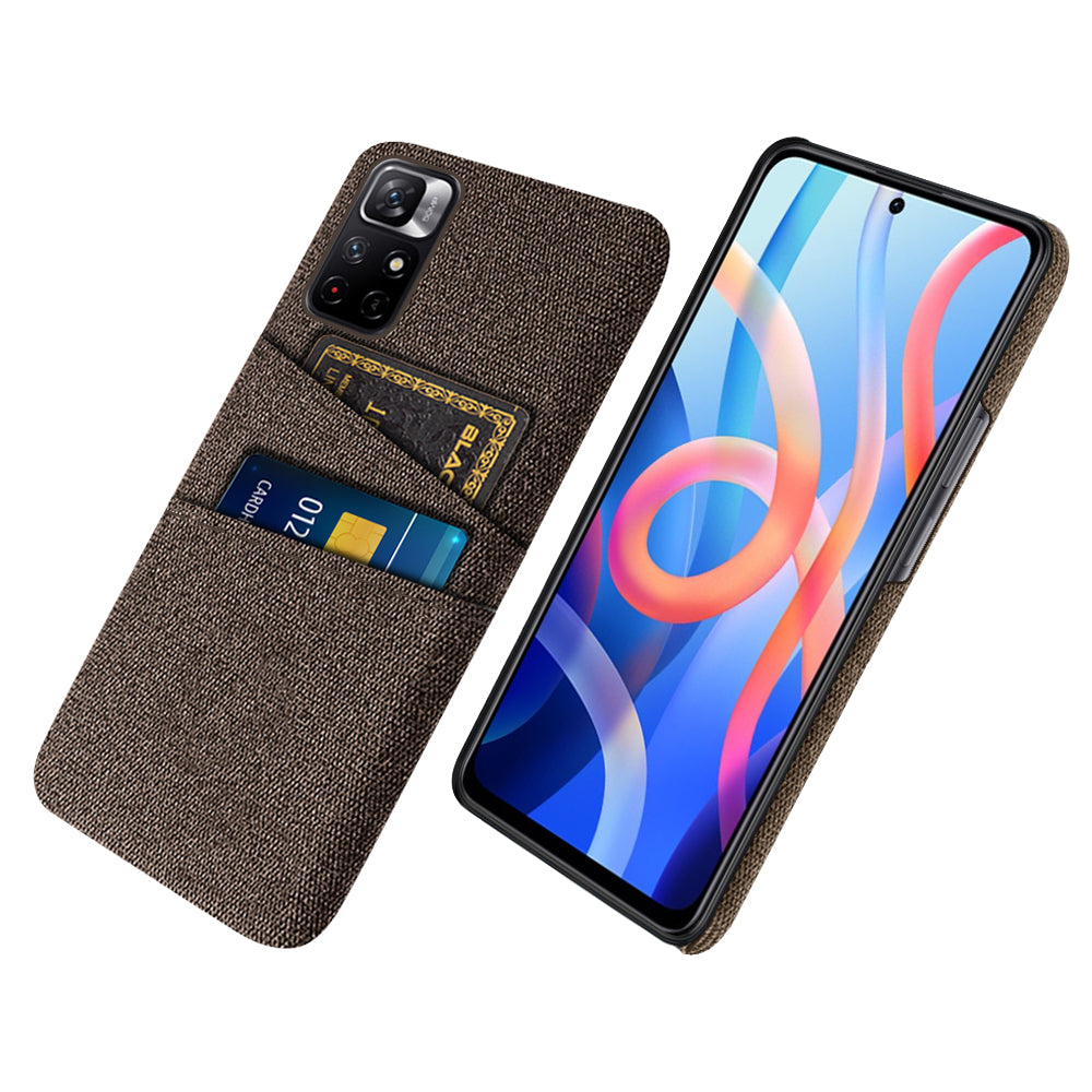 For Xiaomi Redmi Note 11 5G (China) (MediaTek)/Redmi Note 11T 5G/Redmi Note 11S 5G Cloth Texture Multifunction Dual Card Slots Cell Phone Case Cloth + PC Phone Back Cover