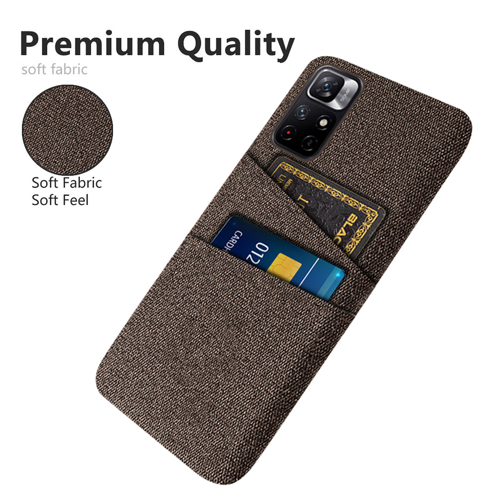 For Xiaomi Redmi Note 11 5G (China) (MediaTek)/Redmi Note 11T 5G/Redmi Note 11S 5G Cloth Texture Multifunction Dual Card Slots Cell Phone Case Cloth + PC Phone Back Cover