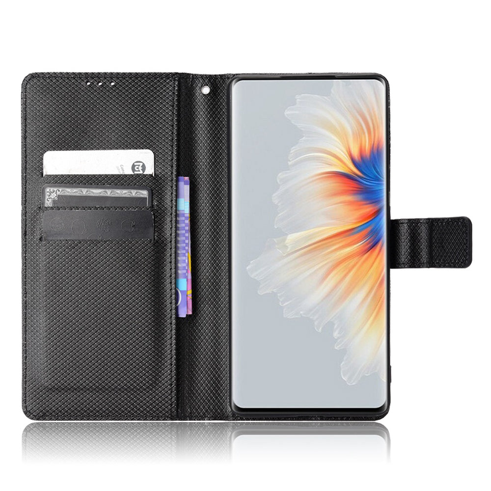 For Xiaomi Mix 4 Flip Wallet Case Horizontal Viewing Stand Diamond Texture PU Leather Protective Cover with Strap