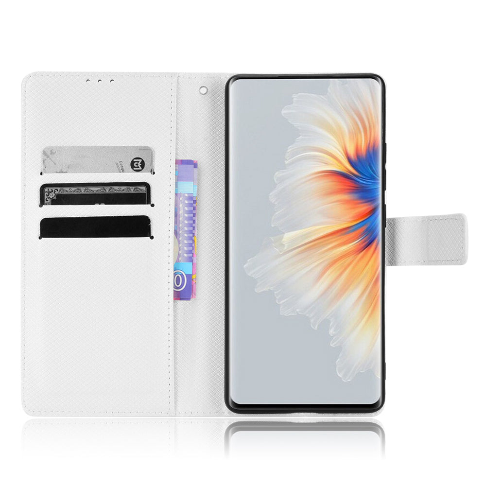 For Xiaomi Mix 4 Flip Wallet Case Horizontal Viewing Stand Diamond Texture PU Leather Protective Cover with Strap