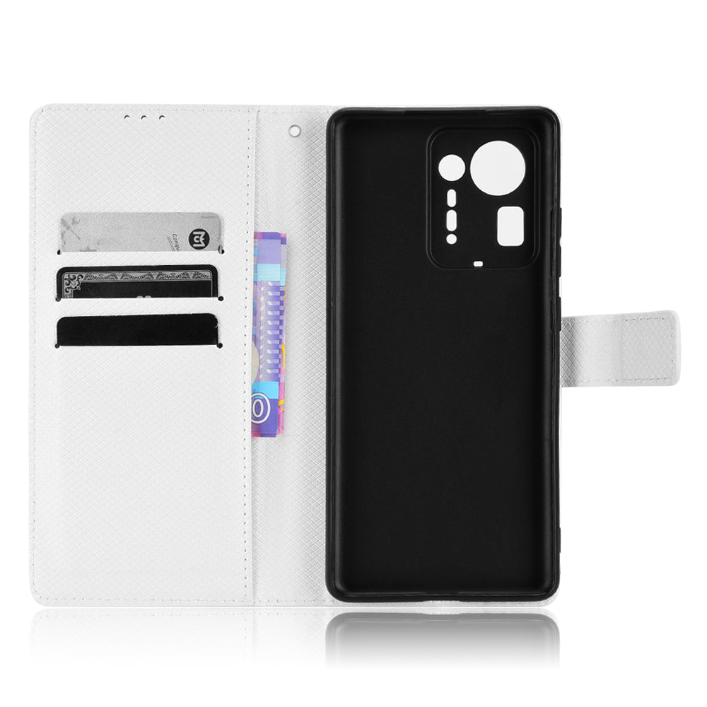 For Xiaomi Mix 4 Flip Wallet Case Horizontal Viewing Stand Diamond Texture PU Leather Protective Cover with Strap