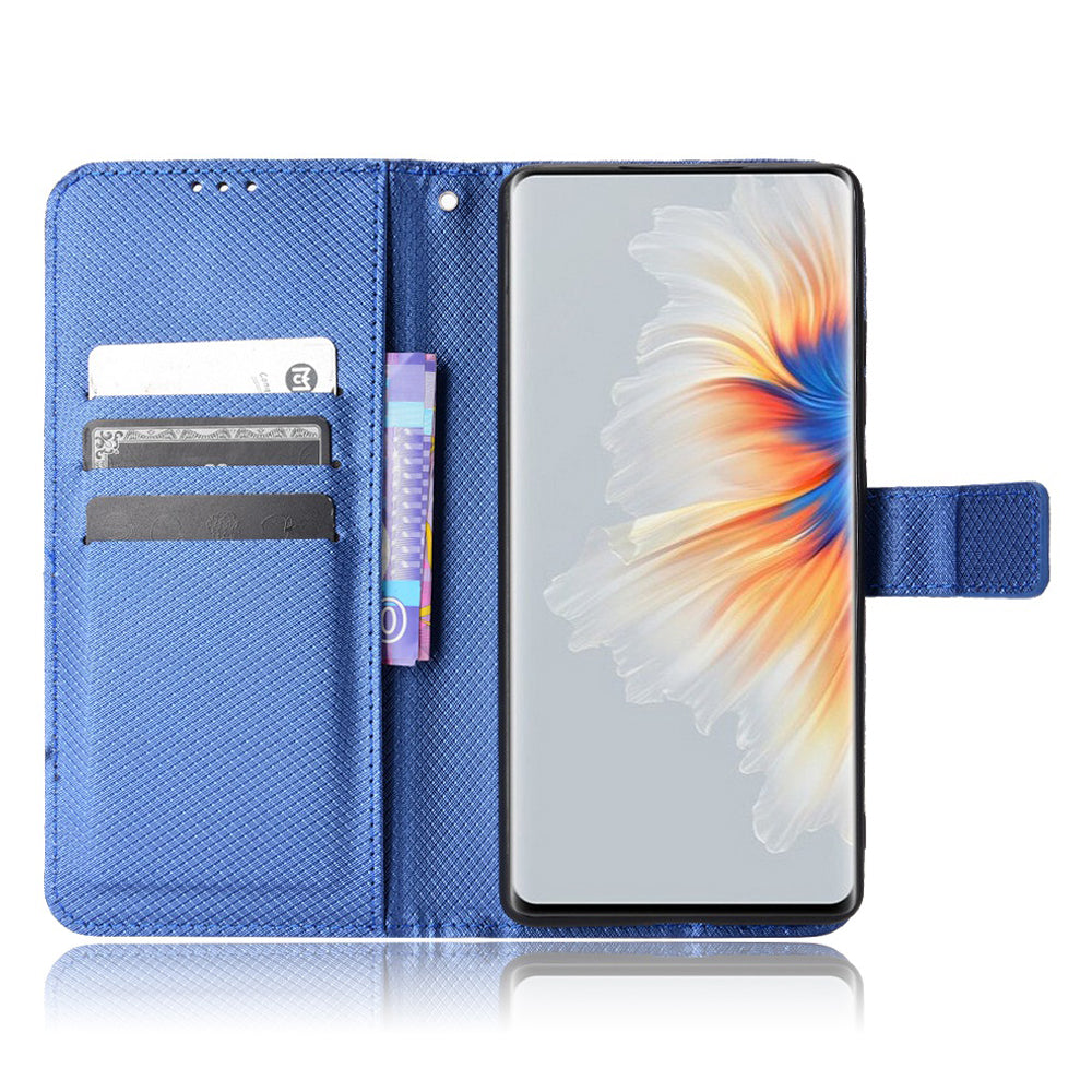 For Xiaomi Mix 4 Flip Wallet Case Horizontal Viewing Stand Diamond Texture PU Leather Protective Cover with Strap